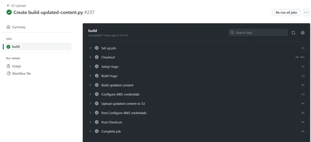 HugoブログをGithubActionを使ってS3サーバに差分アップする方法