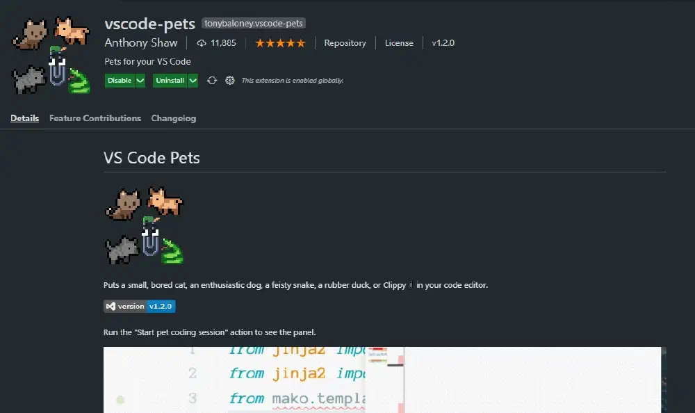 VSCode-Pets: VSCode上で可愛いマスコットを動かそう！